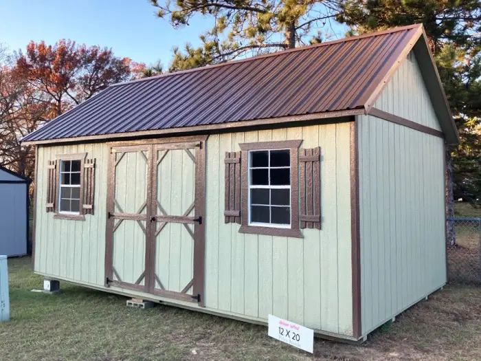 Garden Shed with Wood Shutters