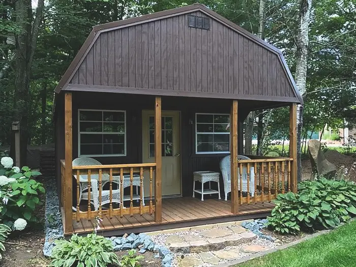lofted cabin with metal roof
